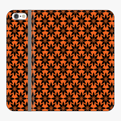 Folio iPhone 6 Plus  Folio Wallet - Artistic Floral Pattern With Orange Background