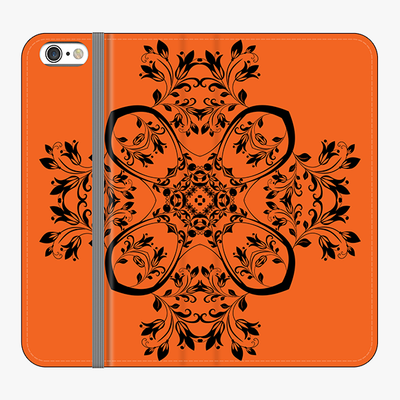 Folio iPhone 6 Plus  Phone Folio - Flower Design With Orange Background