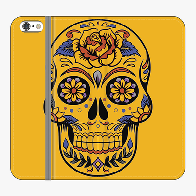 Folio iPhone 6 Plus  Phone Folio - Skull Art With Yellow Background
