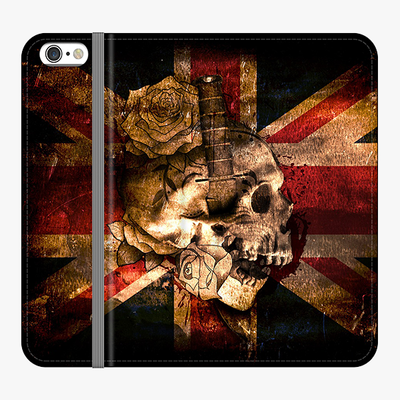 Folio iPhone 6 Plus  Phone Folio - Skull With Union Jack British Flag