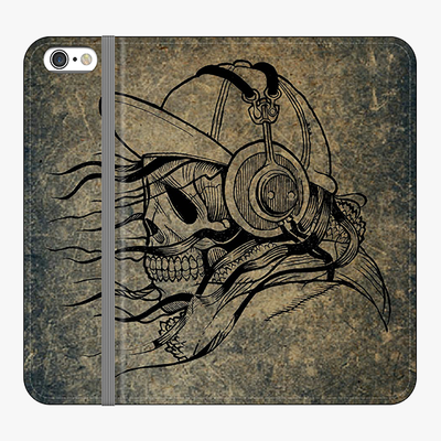 Folio iPhone 6 Plus  Phone Folio - Skull With Headphone