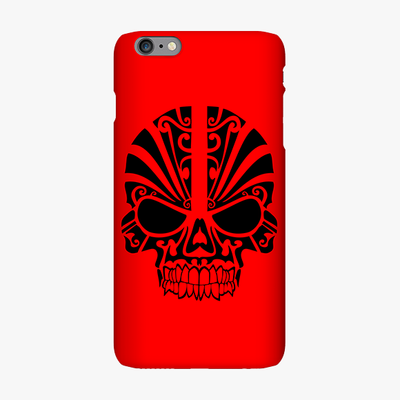 Snap iPhone 6 Plus  Phone Case - Black Skull With Red Background