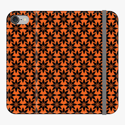 Folio iPhone 7  Folio Wallet - Artistic Floral Pattern With Orange Background