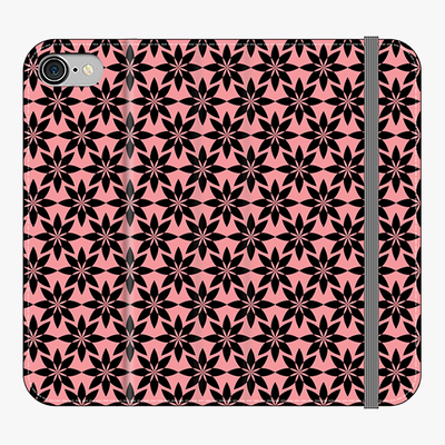Folio iPhone 7  Folio Wallet - Artistic Floral Pattern With Pink Background