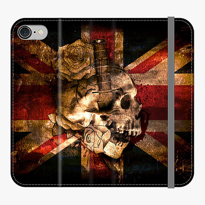 Folio iPhone 7  Phone Folio - Skull With Union Jack British Flag