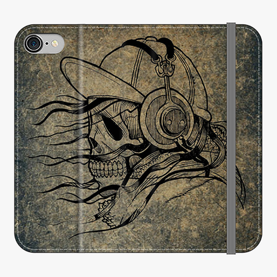 Folio iPhone 7  Phone Folio - Skull With Headphone