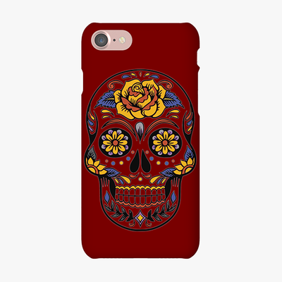 Tough iPhone 7  Phone Case - Skull Art With Brown Background