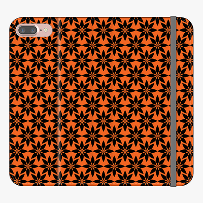 Folio iPhone 7 Plus  Folio Wallet - Artistic Floral Pattern With Orange Background