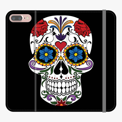 Folio iPhone 7 Plus  Phone Folio - Skull Artwork With Black Background