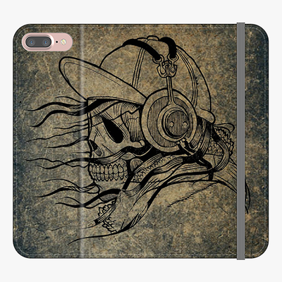 Folio iPhone 7 Plus  Phone Folio - Skull With Headphone