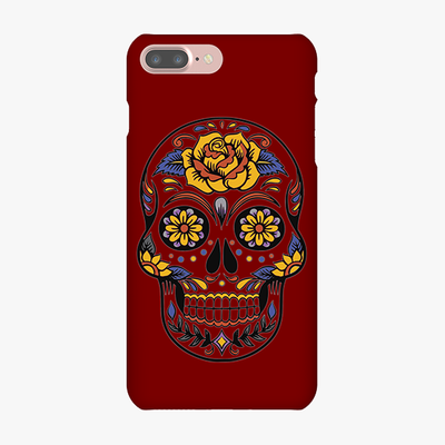Tough iPhone 7 Plus  Phone Case - Skull Art With Brown Background