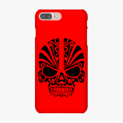 Snap iPhone 7 Plus  Phone Case - Black Skull With Red Background