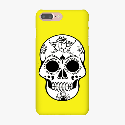Snap iPhone 7 Plus  Phone Case - Skull With Yellow Background