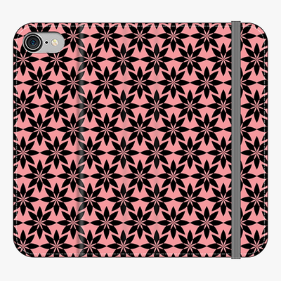 Folio iPhone 8  Folio Wallet - Artistic Floral Pattern With Pink Background