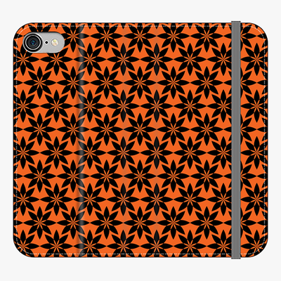 Folio iPhone 8  Folio Wallet - Artistic Floral Pattern With Orange Background