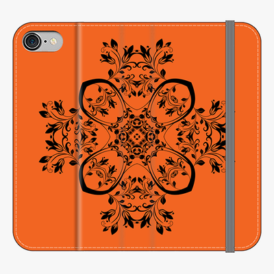 Folio iPhone 8  Phone Folio - Flower Design With Orange Background