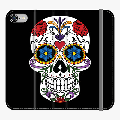 Folio iPhone 8  Phone Folio - Skull Artwork With Black Background