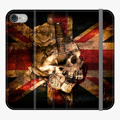 Folio iPhone 8  Phone Folio - Skull With Union Jack British Flag