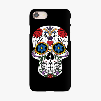 Tough iPhone 8  Phone Case - Skull Artwork With Black Background