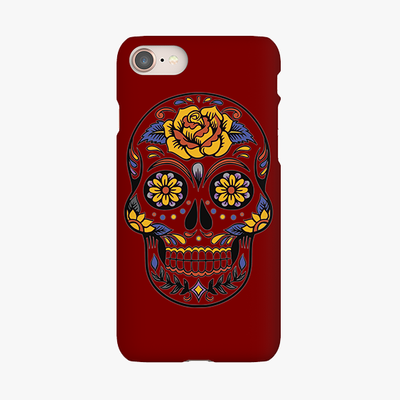 Tough iPhone 8  Phone Case - Skull Art With Brown Background