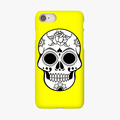 Tough iPhone 8  Phone Case - Skull With Yellow Background