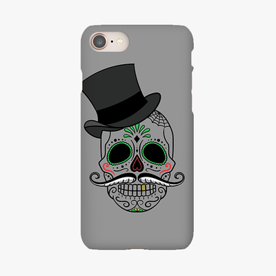 Snap iPhone 8  Phone Case - Skull Art With Gray Background