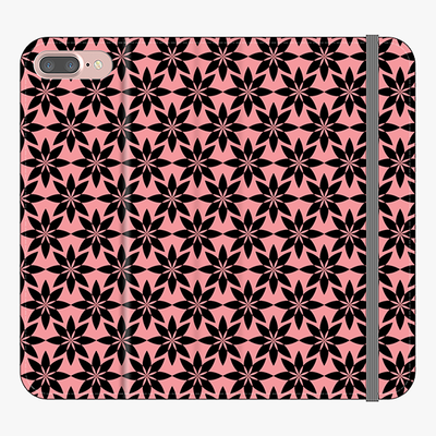 Folio iPhone 8 Plus  Folio Wallet - Artistic Floral Pattern With Pink Background