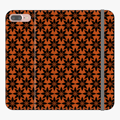 Folio iPhone 8 Plus  Folio Wallet - Artistic Floral Pattern With Orange Background