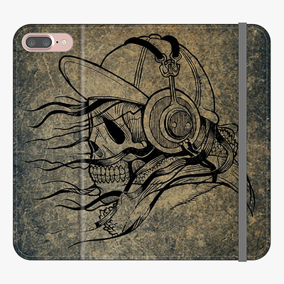 Folio iPhone 8 Plus  Phone Folio - Skull With Headphone