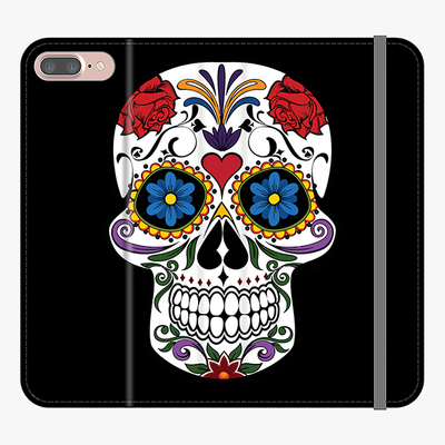 Folio iPhone 8 Plus  Phone Folio - Skull Artwork With Black Background