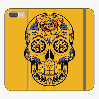 Folio iPhone 8 Plus  Phone Folio - Skull Art With Yellow Background