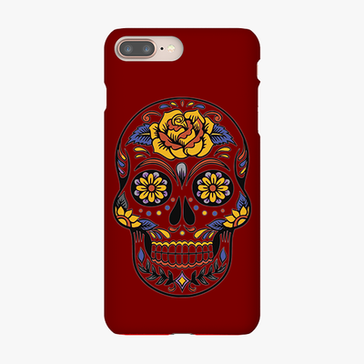 Tough iPhone 8 Plus  Phone Case - Skull Art With Brown Background