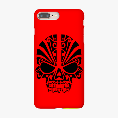 Snap iPhone 8 Plus  Phone Case - Black Skull With Red Background