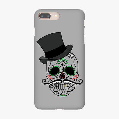 Tough iPhone 8 Plus  Phone Case - Skull Art With Gray Background
