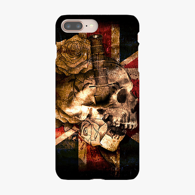 Snap iPhone 8 Plus  Phone Case - Skull With Union Jack British Flag