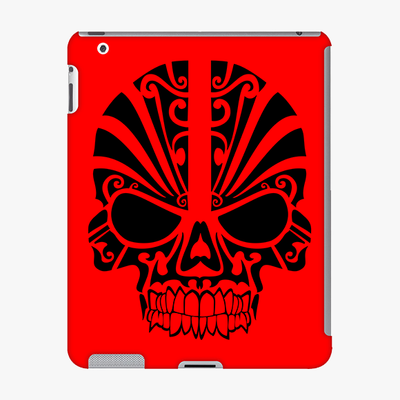 Snap iPad 2/3/Retina  Phone Case - Black Skull With Red Background