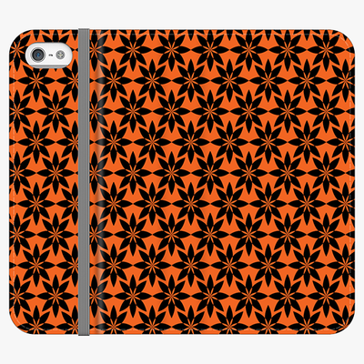 Folio iPhone SE  Folio Wallet - Artistic Floral Pattern With Orange Background