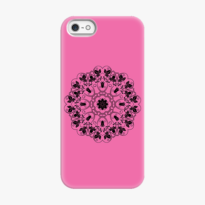 Tough iPhone SE  Phone Case - Mandala With Pink Background