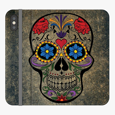 Folio iPhone X  Phone Folio - Skull  With Artwork
