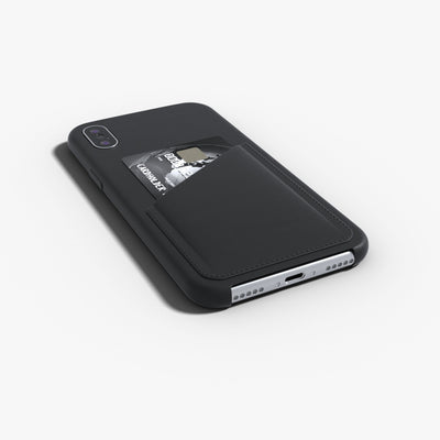 iPhone X/XS - Ultra Slim Slot Card Leather Black Case in Different View