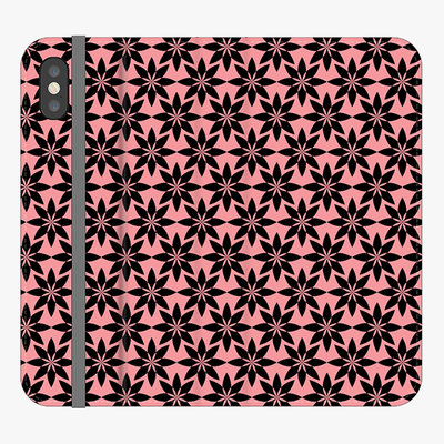 Folio iPhone X  Folio Wallet - Artistic Floral Pattern With Pink Background