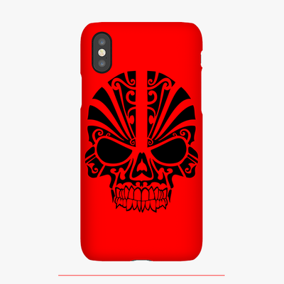 Snap iPhone X  Phone Case - Black Skull With Red Background