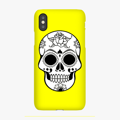 Snap iPhone X  Phone Case - Skull With Yellow Background