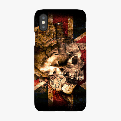 Snap iPhone X  Phone Case - Skull With Union Jack British Flag