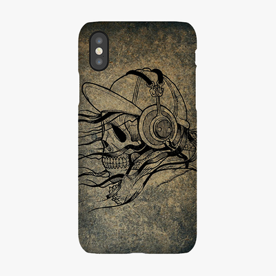 Tough iPhone X  Phone Case - Skull With Headphone