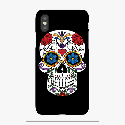 Snap iPhone X  Phone Case - Skull Artwork With Black Background