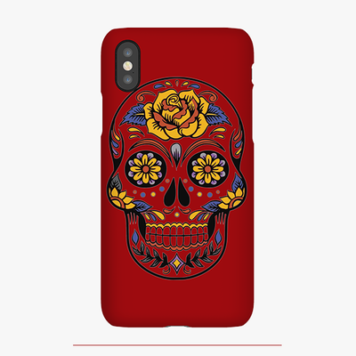 Tough iPhone X  Phone Case - Skull Art With Brown Background