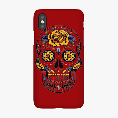 Snap - Phone Case with Artistic Skull on Brown Background