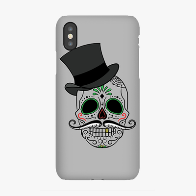 Snap iPhone X  Phone Case - Skull Art With Gray Background