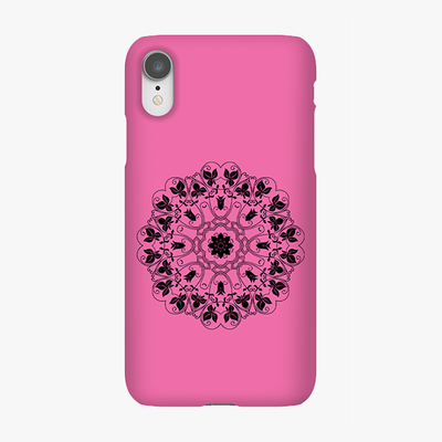 Tough iPhone XR  Phone Case - Mandala With Pink Background
